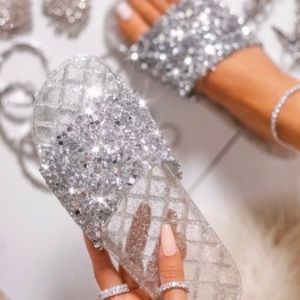 Blingy Silver and Clear Slides